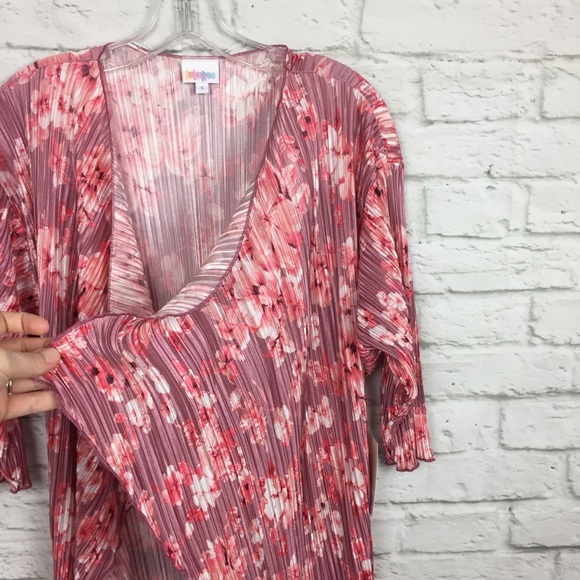 NWT LuLaRoe Shirley Kimono Cover Up Floral Pink - Picture 5 of 8
